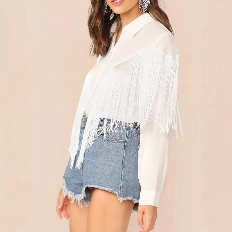 Chemise Blanche à Franges Bohème