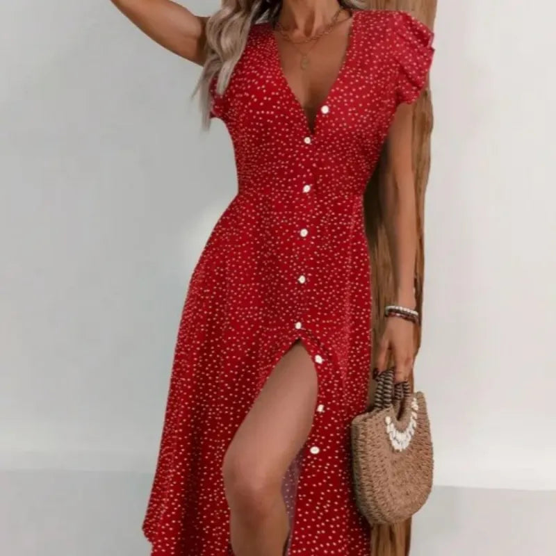 Robe Midi Pois Élégante