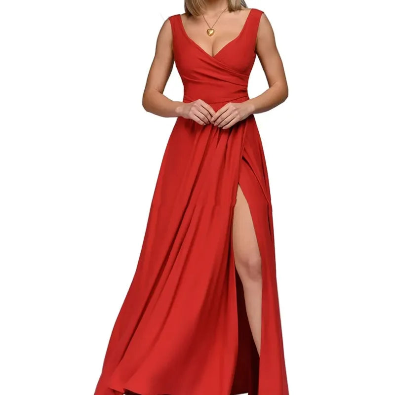 Robe Sans Manches à Fente Élégante