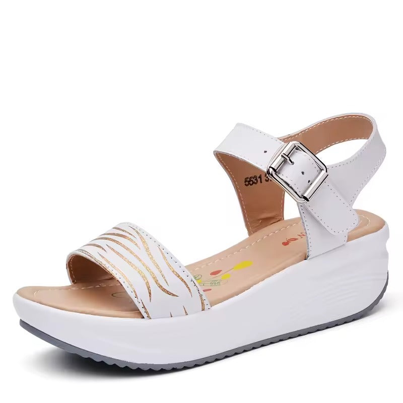 Sandales en Cuir Véritable Plateforme