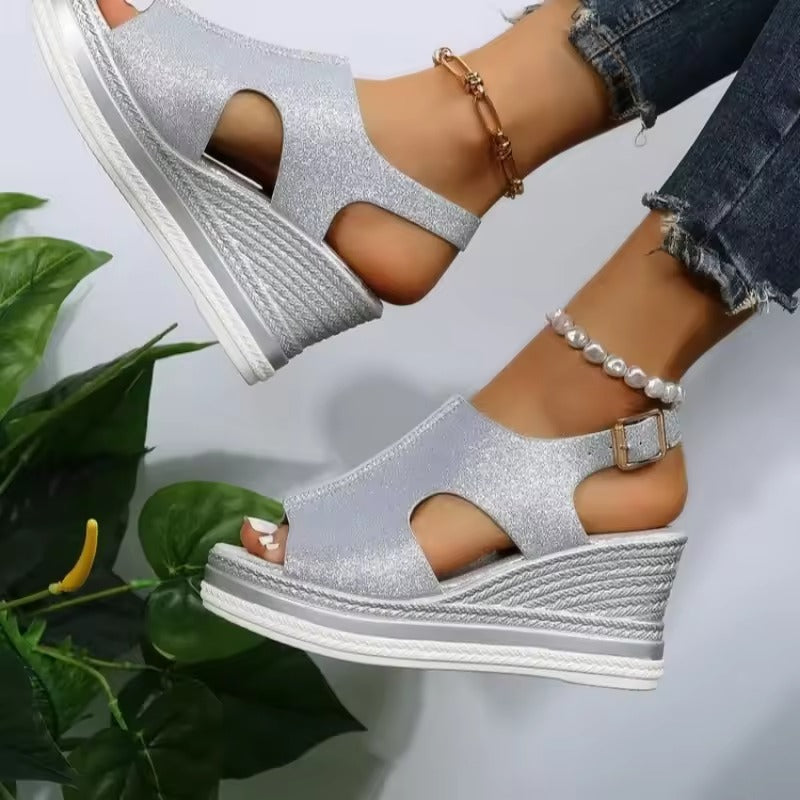 Sandales à Talons Compensés Assortis avec Tout