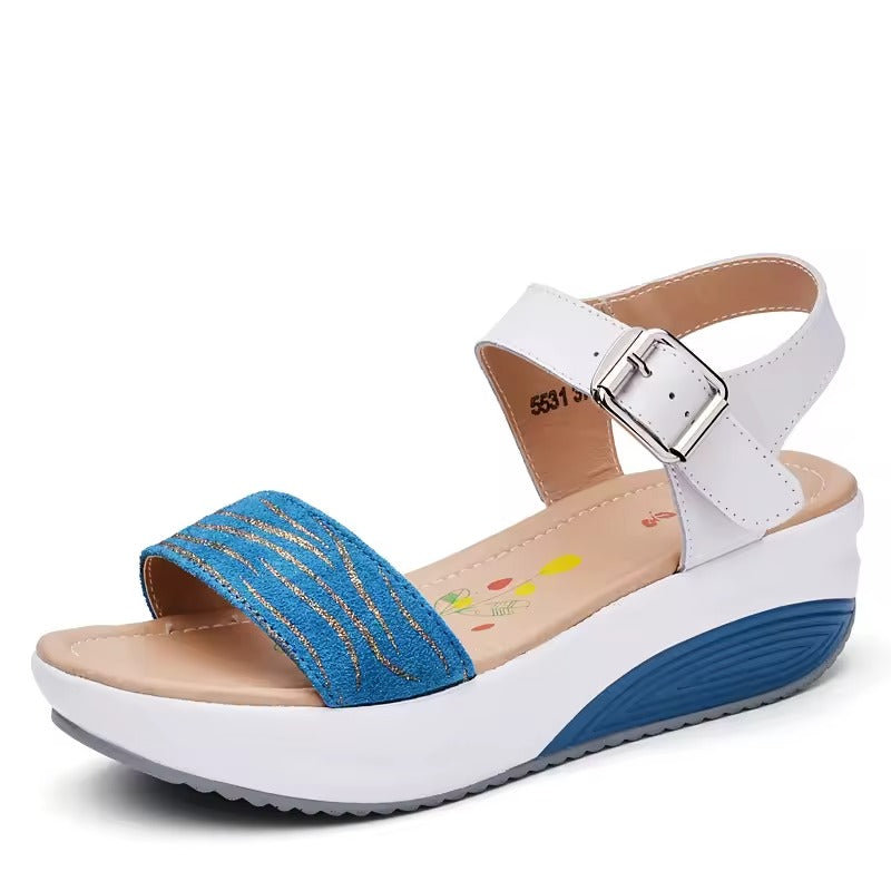Sandales en Cuir Véritable Plateforme