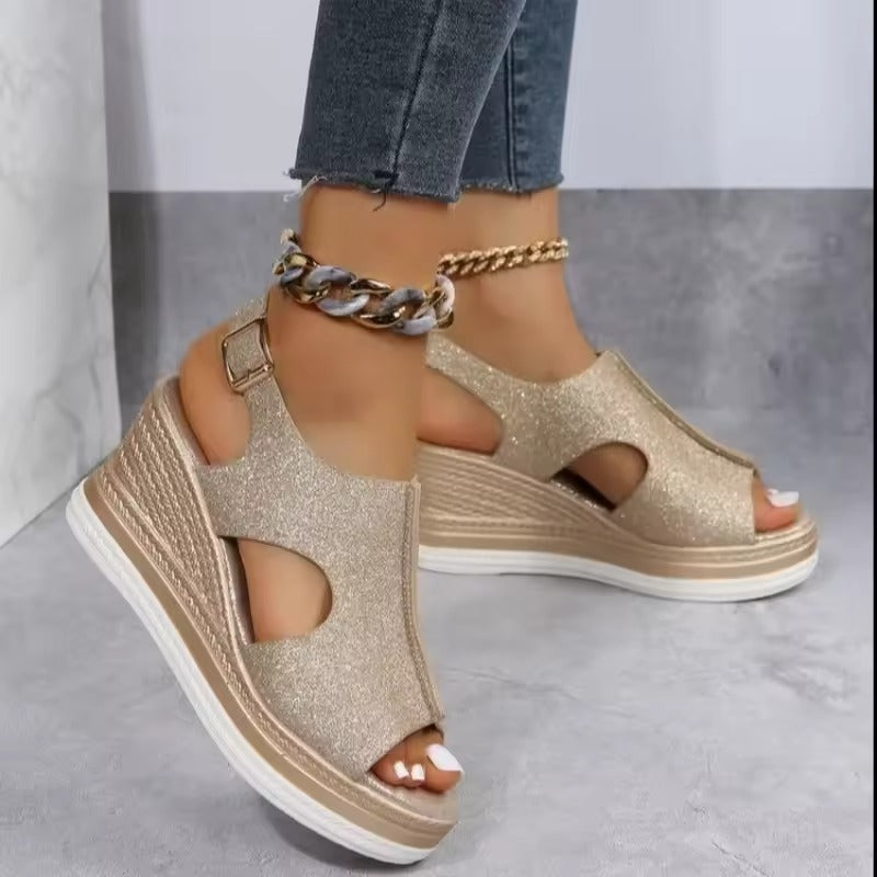 Sandales à Talons Compensés Assortis avec Tout