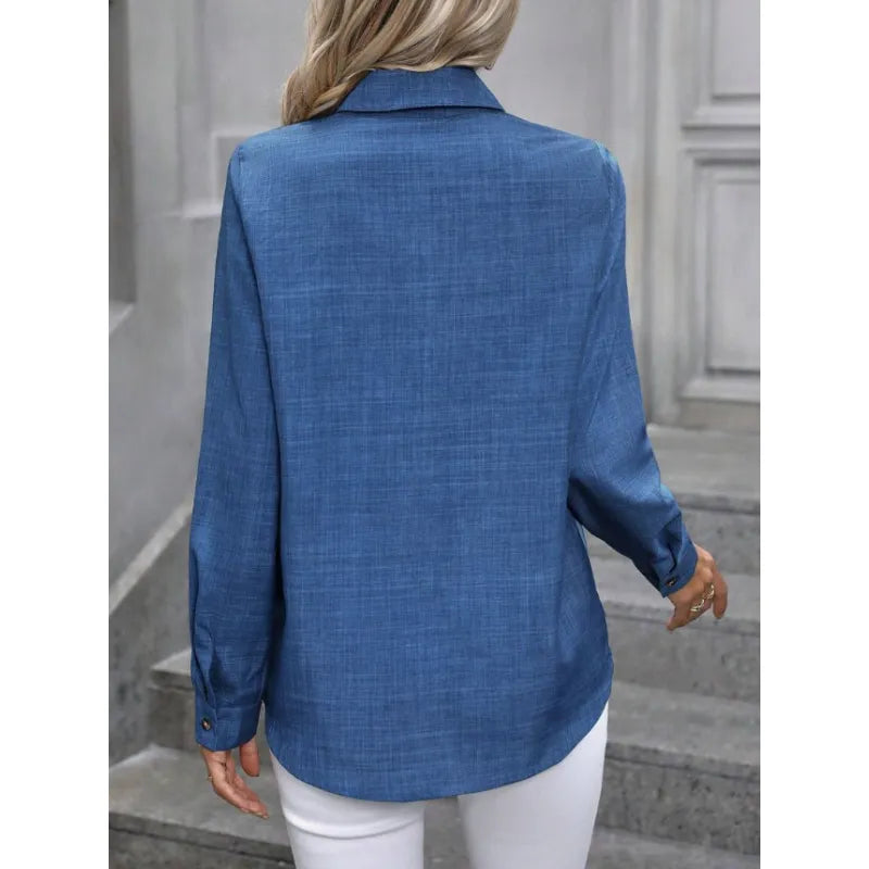 Chemise Casual Unie à Manches Longues