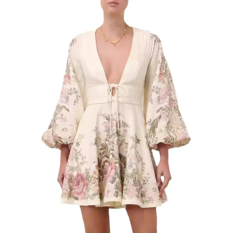 Robe Imprimée à Lacets