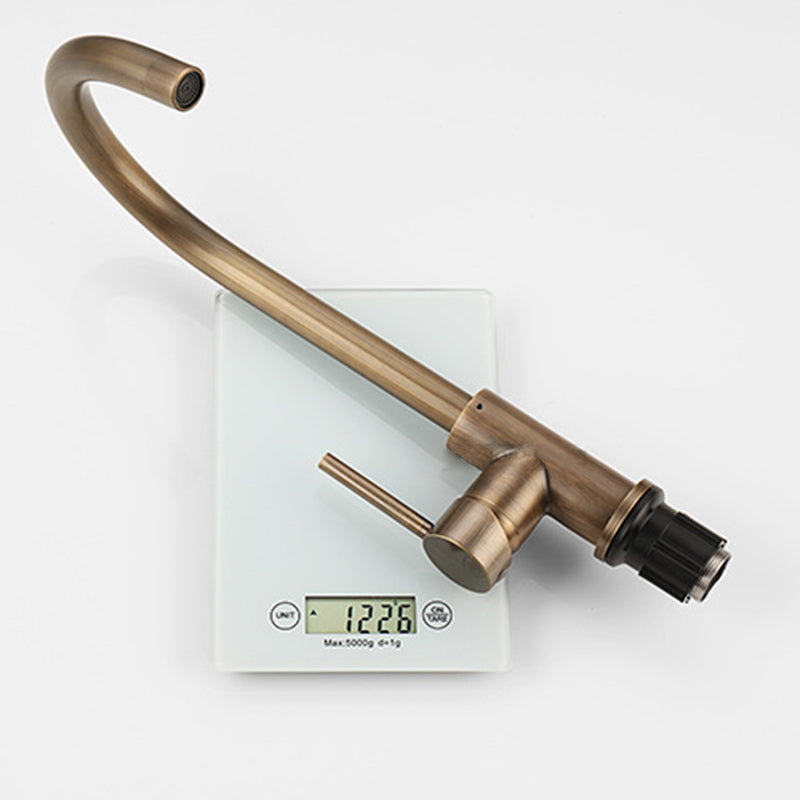 Single Handle Brass Kitchen Faucet in Antique Bronze