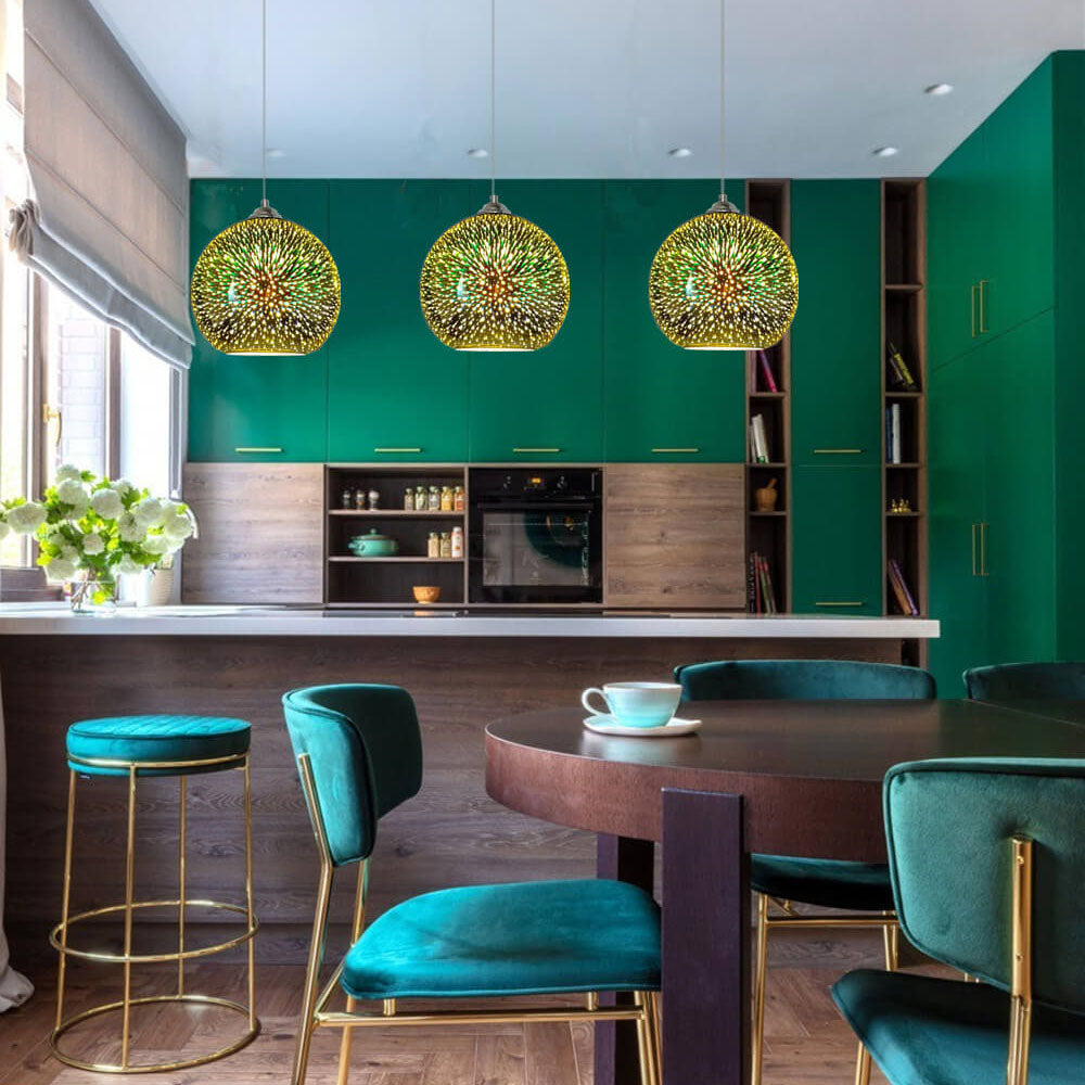 Modern Colorful 3D Glass Dome 1-Light Pendant Lamp