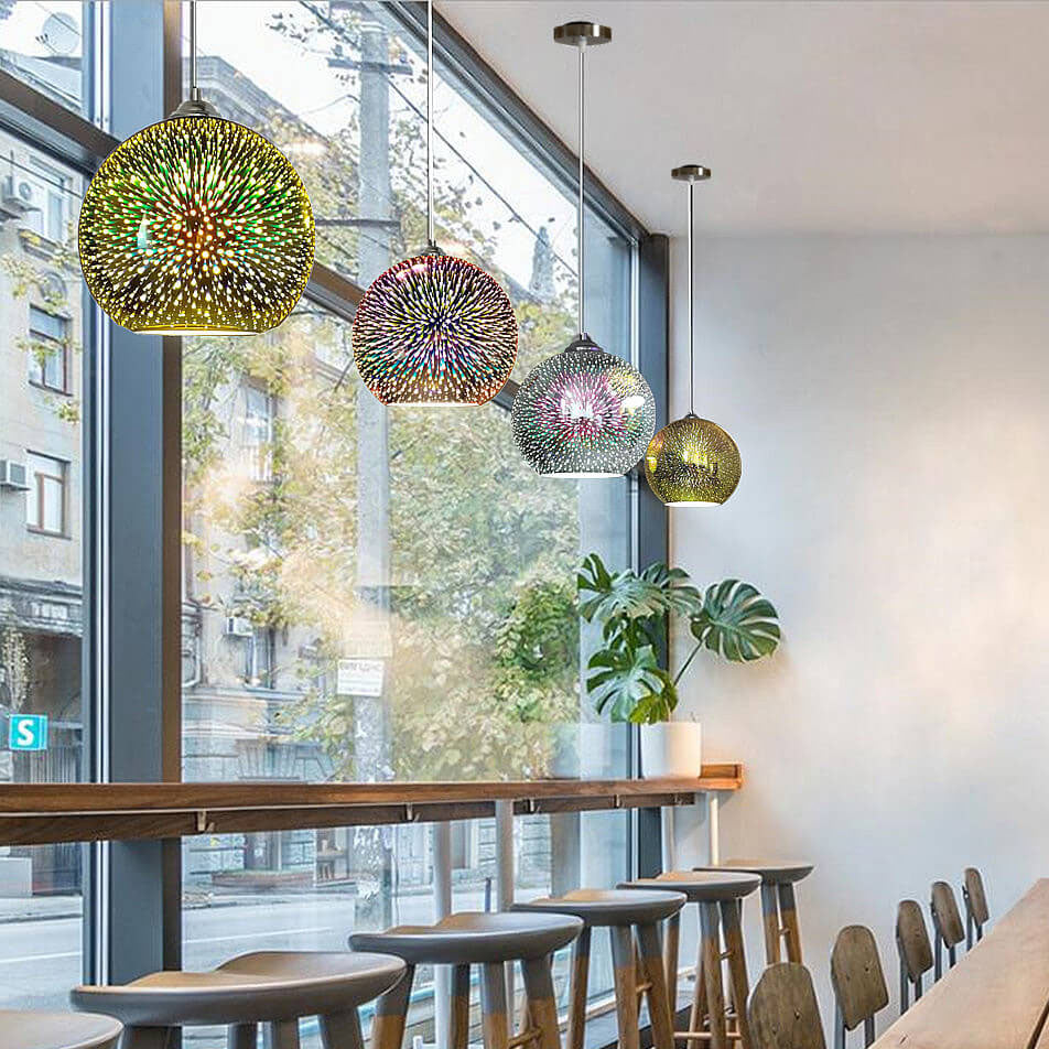 Modern Colorful 3D Glass Dome 1-Light Pendant Lamp