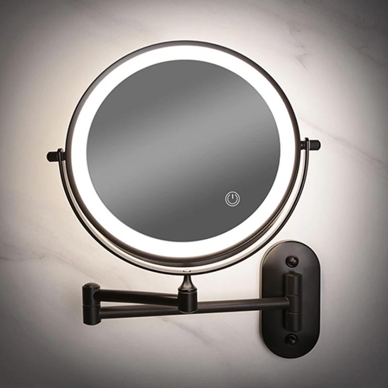 OnyxGlow | Black Rechargeable LED Magnifying Vanity Mirror for Makeup and Bathroom