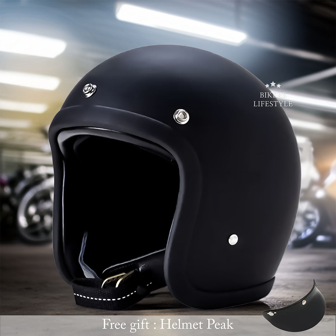 Stratus Low-Profile Retro Motorcycle Helmet, DOT And ECE Certified