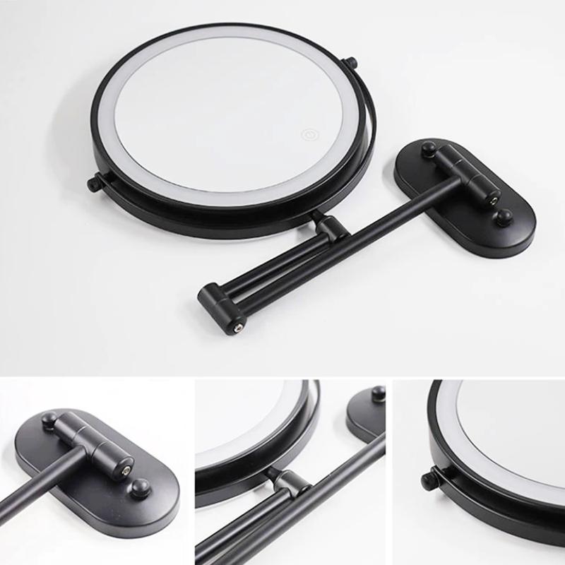 OnyxGlow | Black Rechargeable LED Magnifying Vanity Mirror for Makeup and Bathroom