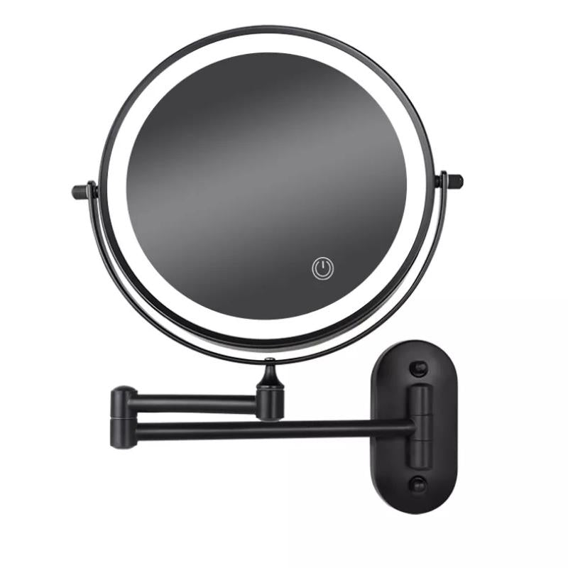 OnyxGlow | Black Rechargeable LED Magnifying Vanity Mirror for Makeup and Bathroom