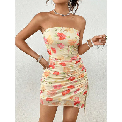 Robe Bustier Imprimée Dentelle