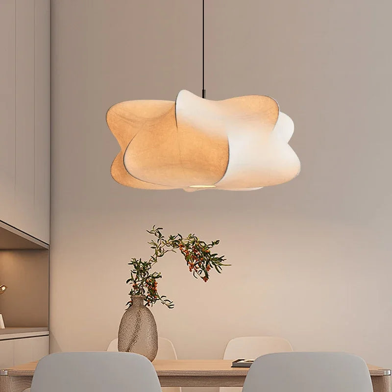 HanaMori | Japanese Silk Pendant Lamp in Wabi-Sabi Style