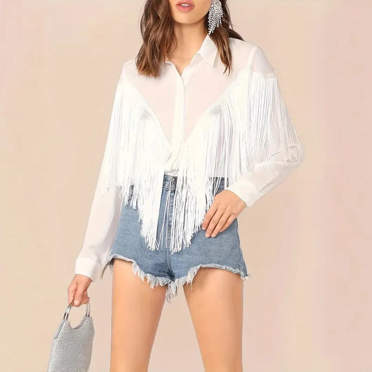 Chemise Blanche à Franges Bohème