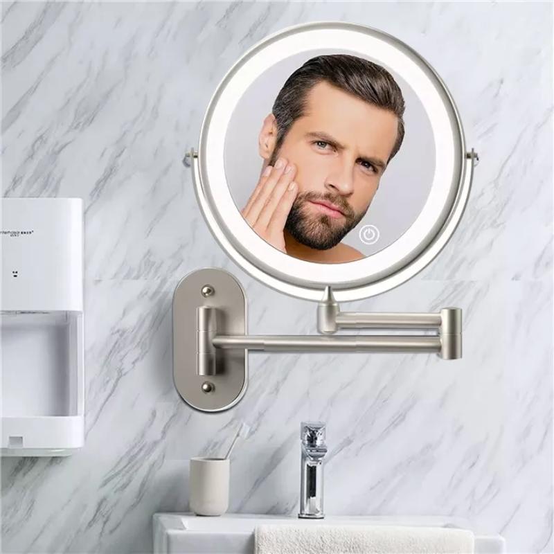 LumiGlow Matte Silver Rechargeable LED Magnifying Vanity Mirror For Makeup And Bathroom