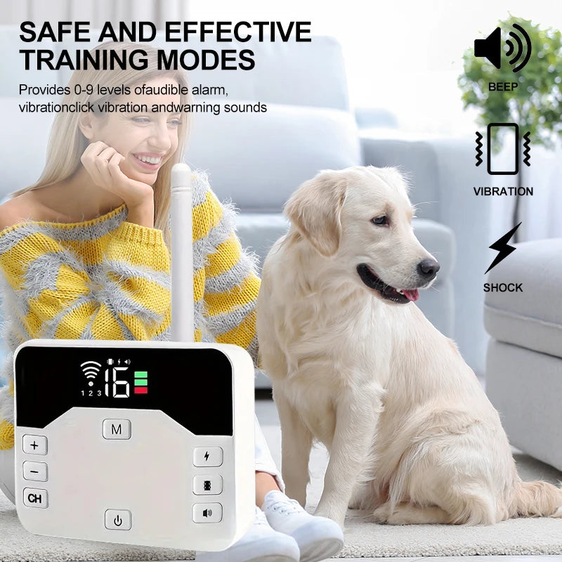Dual-Mode Wireless Dog Fence and Outdoor Training Collar