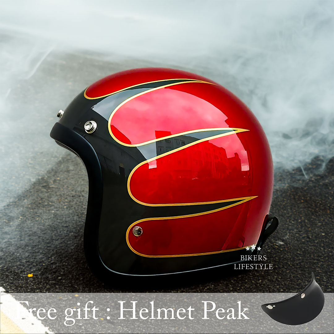 Stratus Low-Profile Retro Motorcycle Helmet, DOT And ECE Certified