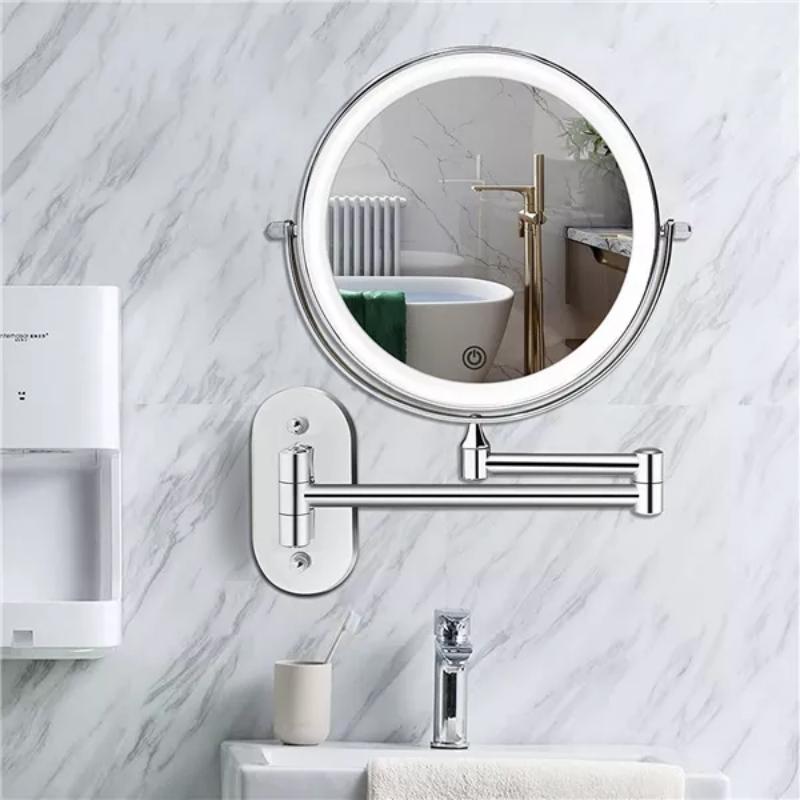 Polished Chrome Rechargeable LED Magnifying Makeup Mirror For Bathroom Vanity