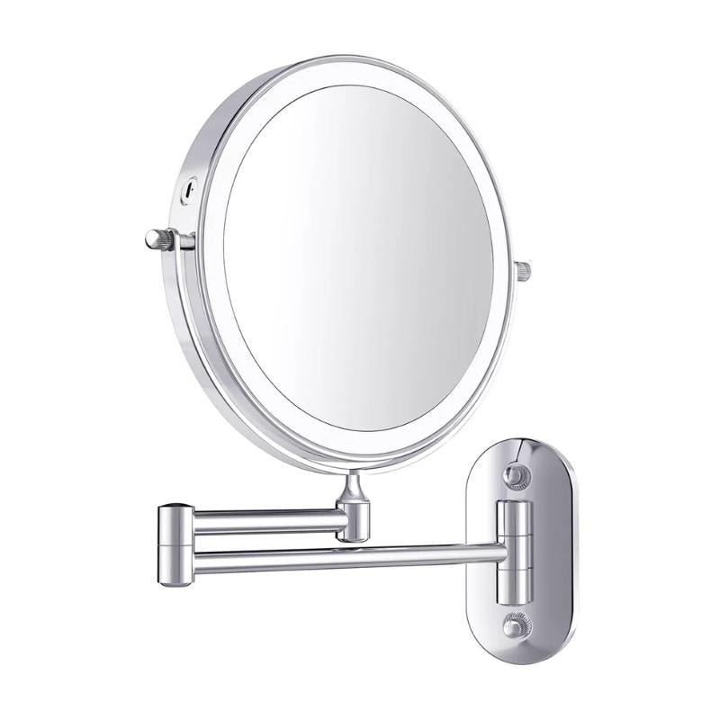 Polished Chrome Rechargeable LED Magnifying Makeup Mirror For Bathroom Vanity