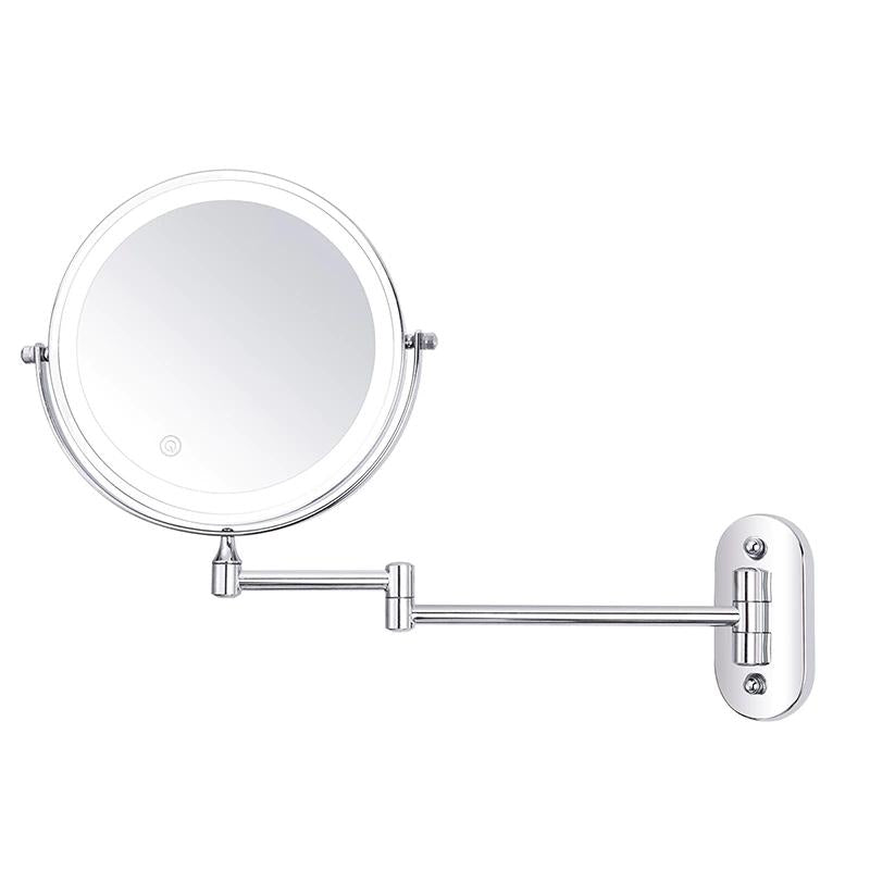 Polished Chrome Rechargeable LED Magnifying Makeup Mirror For Bathroom Vanity