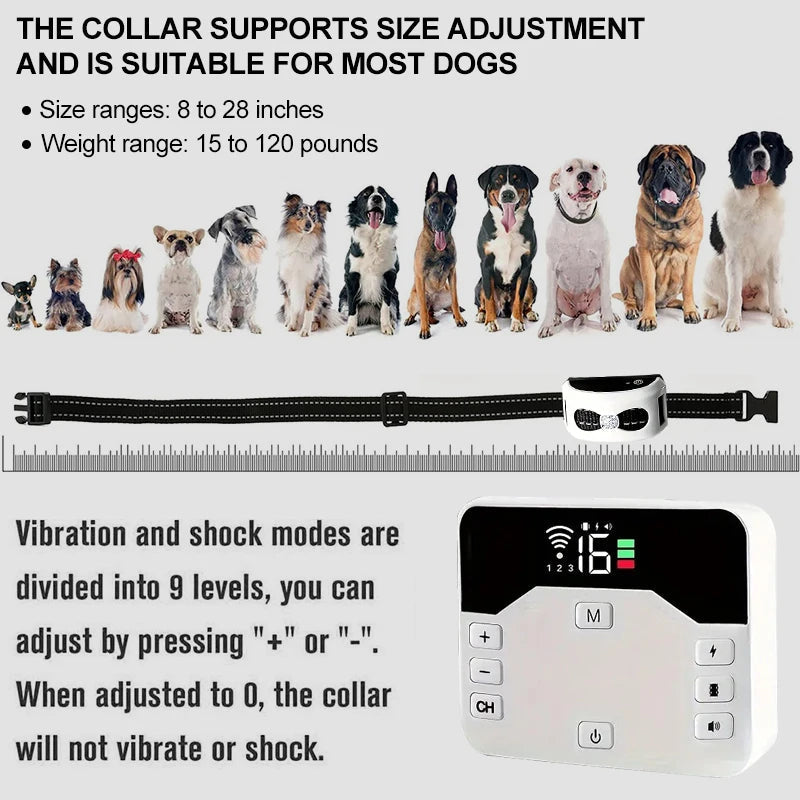 Dual-Mode Wireless Dog Fence and Outdoor Training Collar