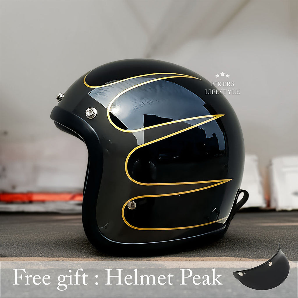 Stratus Low-Profile Retro Motorcycle Helmet, DOT And ECE Certified