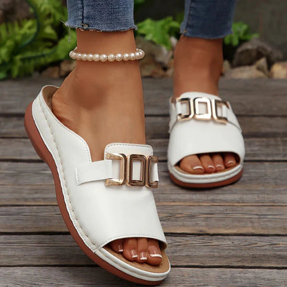 Mules Lysa Élégantes à Boucle Dorée – Confort & Chic Assuré