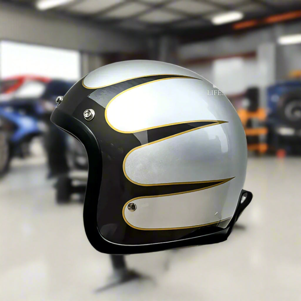 Stratus Low-Profile Retro Motorcycle Helmet, DOT And ECE Certified