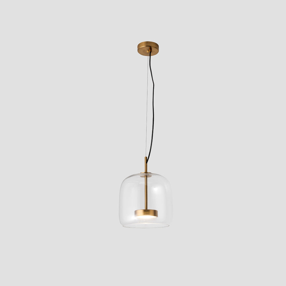 Elara | Retro LED Pendant Light in Gold Metal With Amber Glass for Bedroom