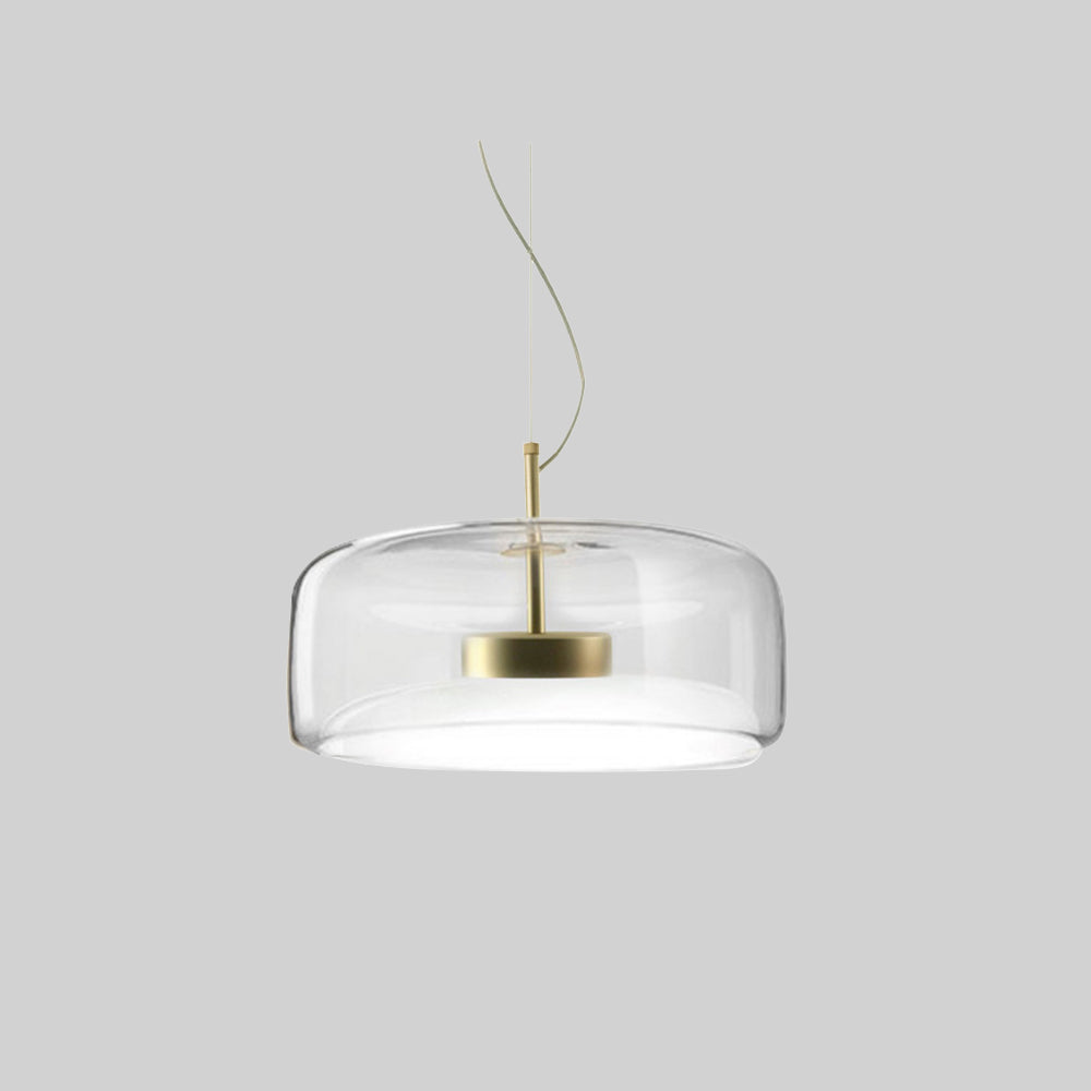 Elara | Retro LED Pendant Light in Gold Metal With Amber Glass for Bedroom