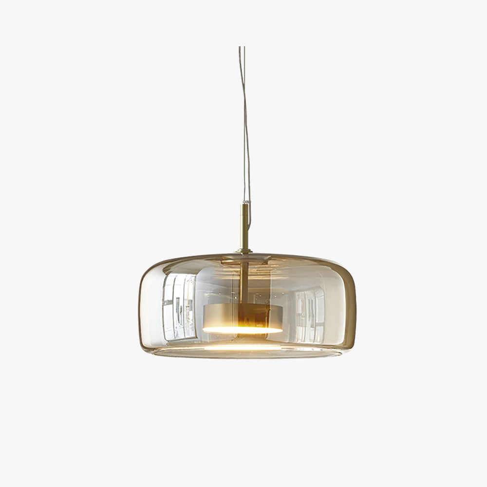Elara | Retro LED Pendant Light in Gold Metal With Amber Glass for Bedroom