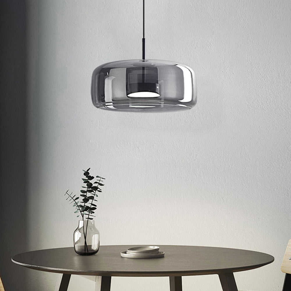 Elara | Retro LED Pendant Light in Gold Metal With Amber Glass for Bedroom