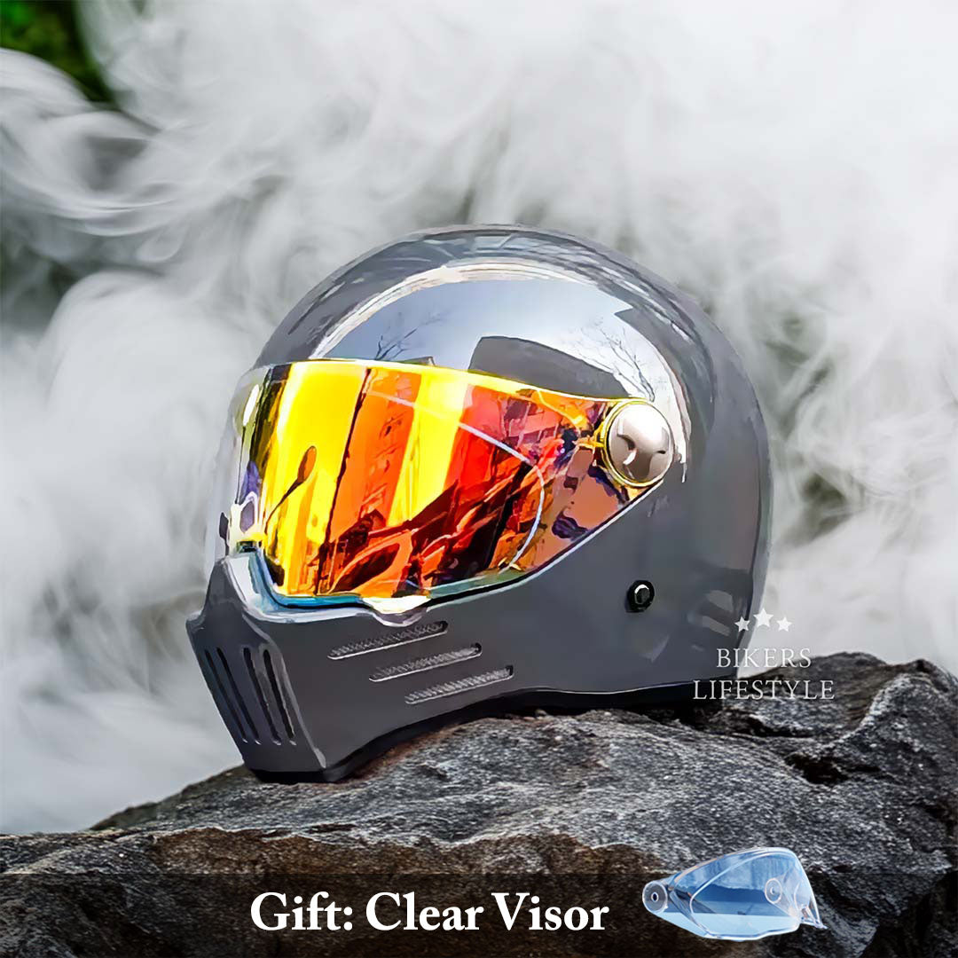 Vantor Full-Face Cruiser Motorcycle Helmet With Red Visor | DOT and ECE Approved