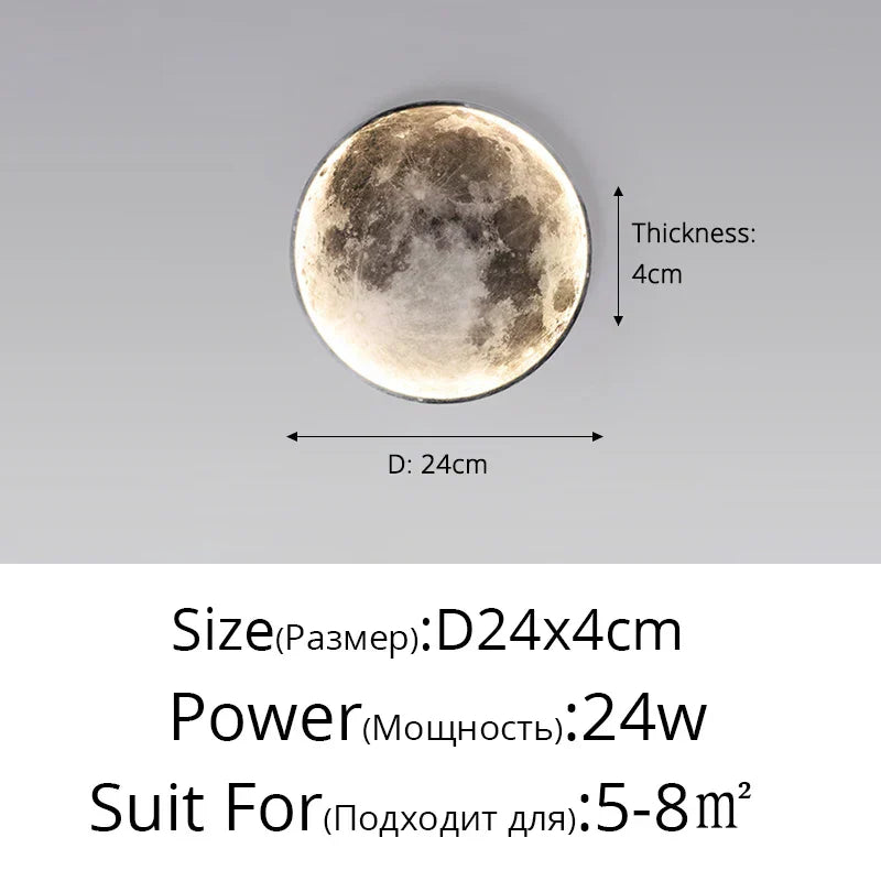 Lunara Moon LED Wall Lamp, Modern Wall Light for Bedroom, Living Room, Hallway