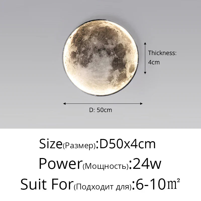 Lunara Moon LED Wall Lamp, Modern Wall Light for Bedroom, Living Room, Hallway