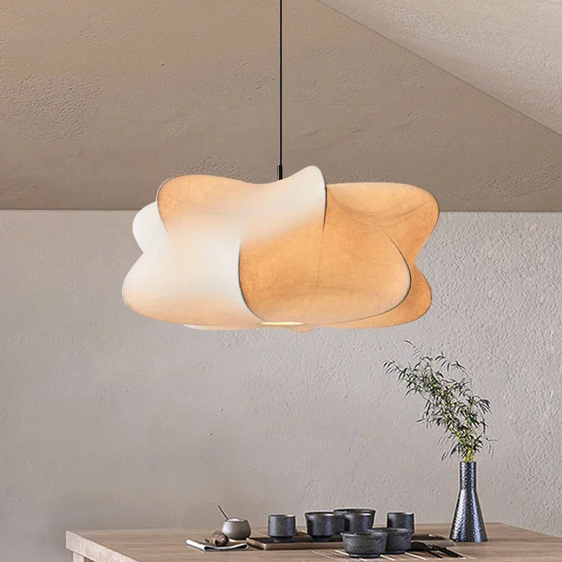 HanaMori | Japanese Silk Pendant Lamp in Wabi-Sabi Style