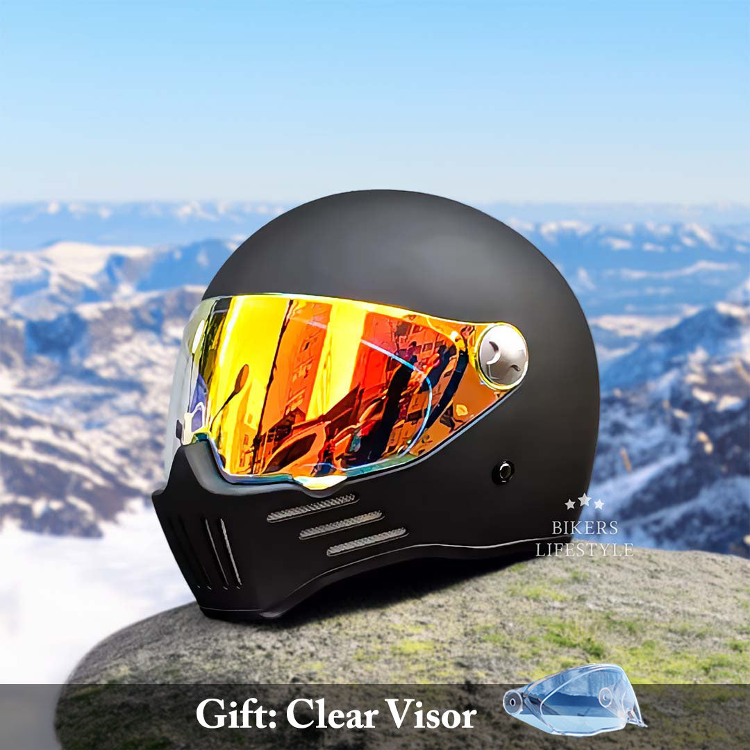 Vantor Full-Face Cruiser Motorcycle Helmet With Red Visor | DOT and ECE Approved