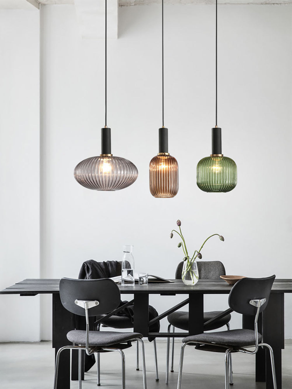 Asteri Scandi Fluted Glass Pendant Lights