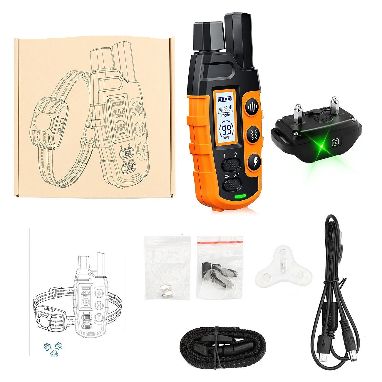 Corvin 1000m Rechargeable Waterproof Dog Training E-Collar With Remote, Fits All Dog Sizes