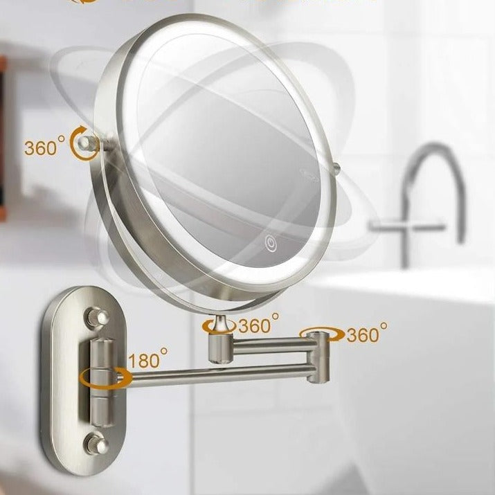 LumaGlow Rechargeable LED Vanity Magnifier in Chrome for Makeup and Bathroom