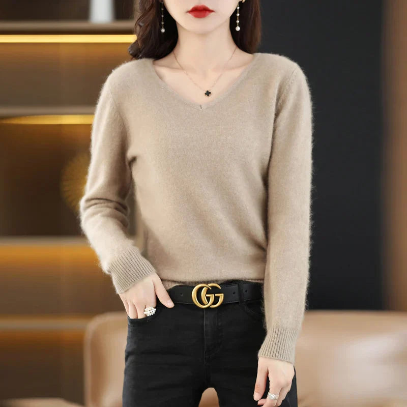 Mirelle | Japanese-Knit V-Neck Cashmere Sweater
