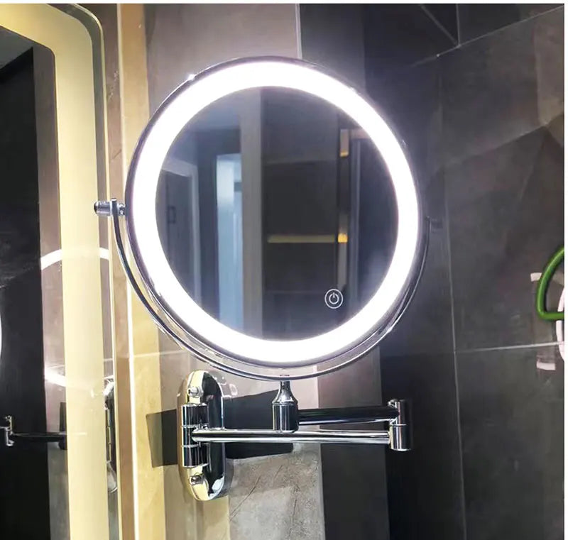 LumiLux Rechargeable LED Magnifying Mirror in Black for Makeup and Bathroom