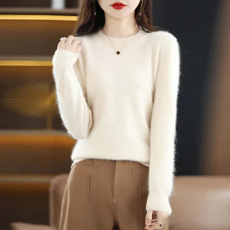 Elara | Women's O-Neck Sweater in 100% Cashmere