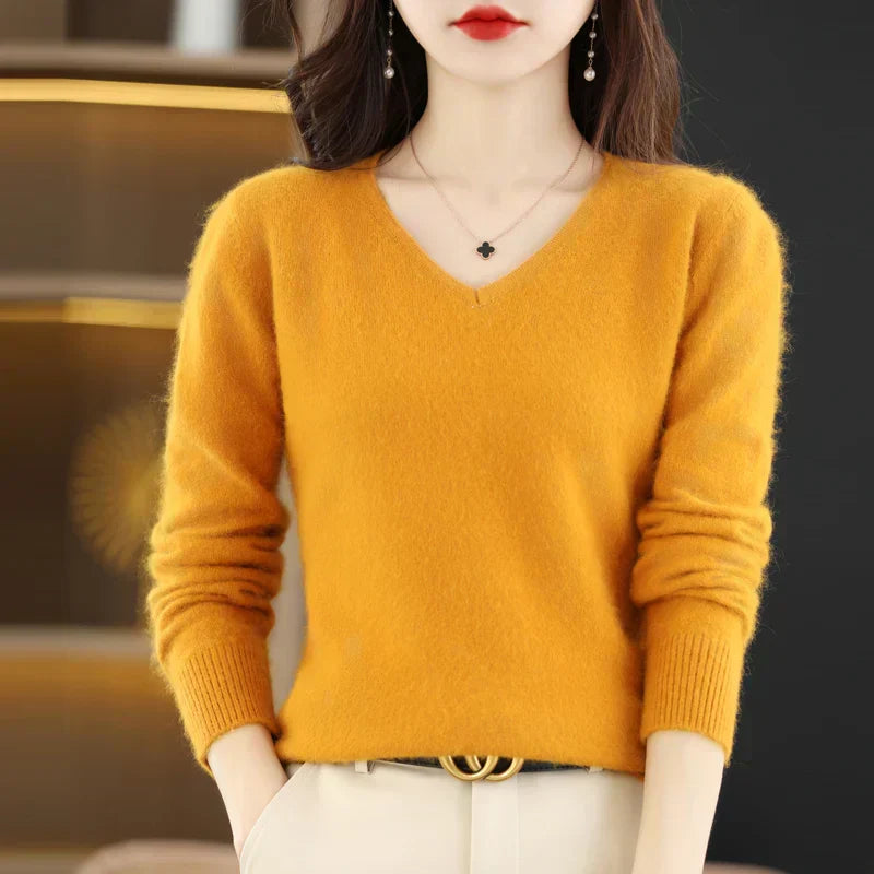 Mirelle | Japanese-Knit V-Neck Cashmere Sweater