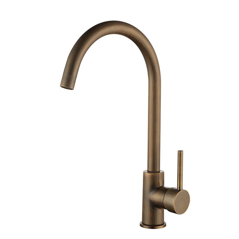Single Handle Brass Kitchen Faucet in Antique Bronze