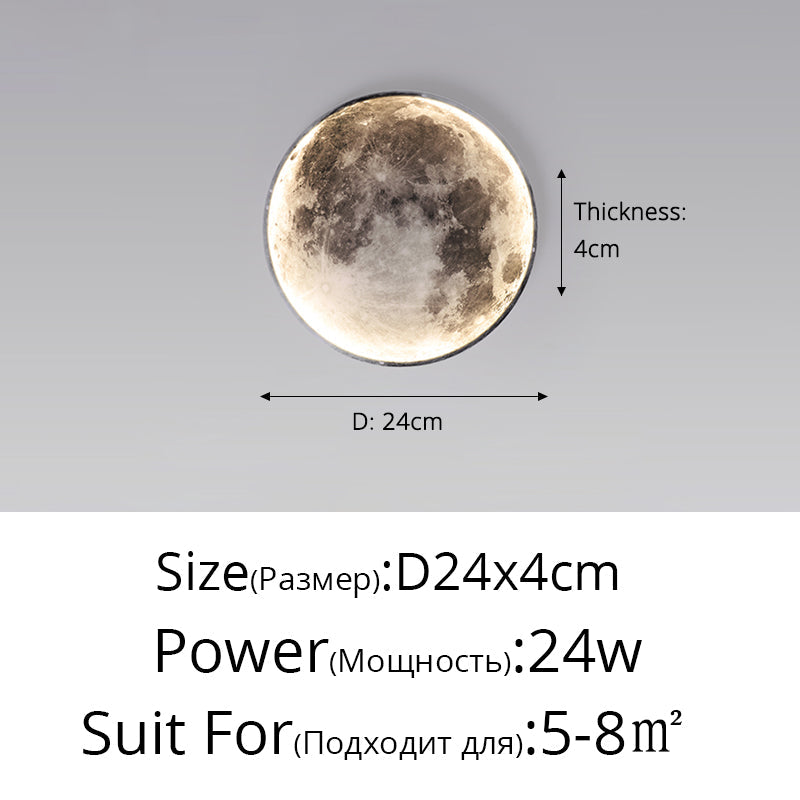 Lunara Moon LED Wall Lamp, Modern Wall Light for Bedroom, Living Room, Hallway