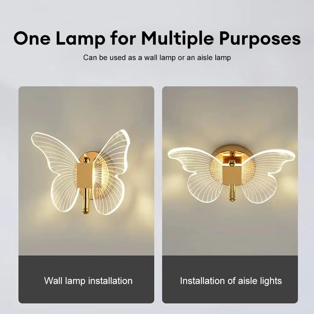 Luminara | LED Butterfly Acrylic Wall Sconce for Indoor Home Decor