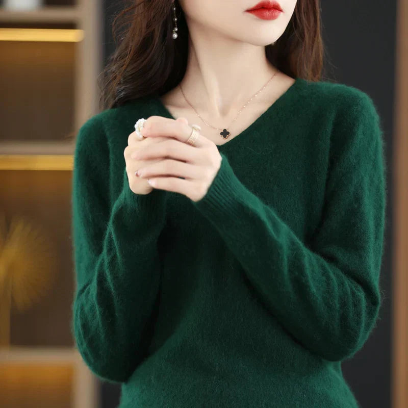 Mirelle | Japanese-Knit V-Neck Cashmere Sweater