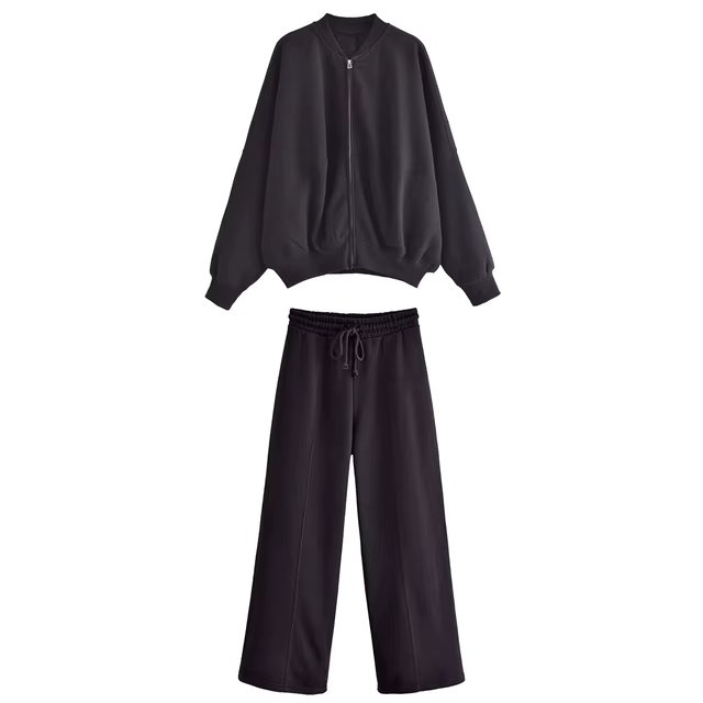 Ensemble Blouson Aviateur et Pantalon à Manches Longues pour Femme